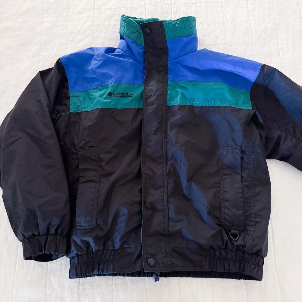 Vintage Columbia Color‎ Block Bugaboo Jacket 14/16 Boys Black Blue Green